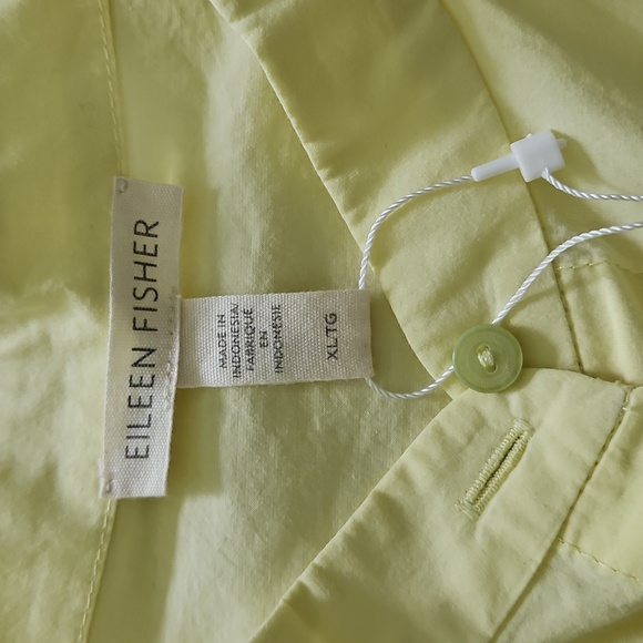 NWT Eileen Fisher Sleeveless 100% Organic Cotton Button-Down: XL: Light Yellow - Picture 5 of 12